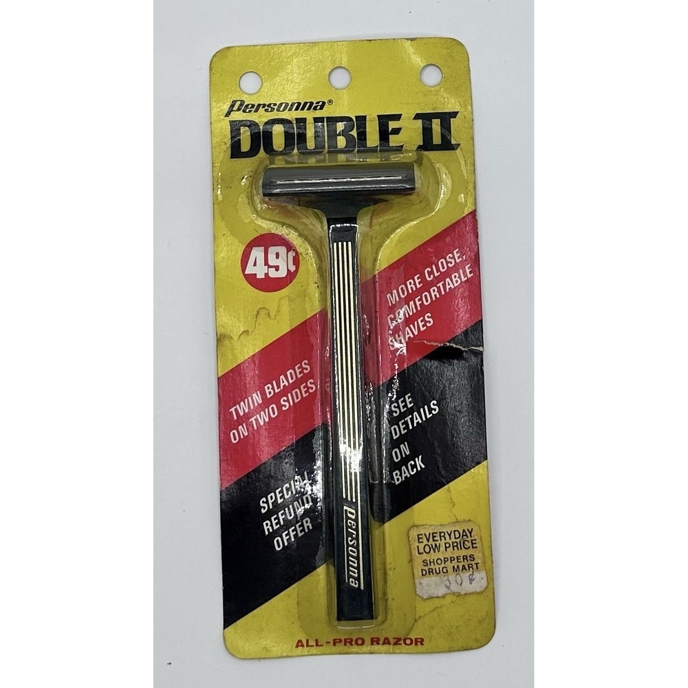 Vintage  Personna Double II Razor 2 Blades On 2‎ Sides Philip Morris American